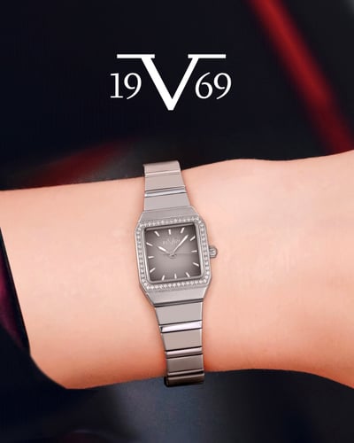 ساعة نسائية ماركة V19.69 فضي مينا رمادي موديل SS19...