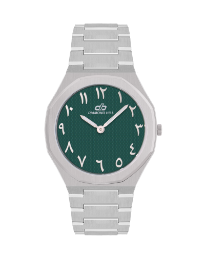 ساعة رجالية ماركة دايموند هيل فضي مينا اخضر موديل....