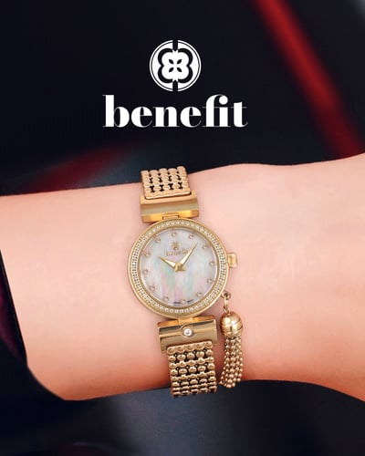 ساعة نسائية ماركة بنفيت ذهبي مينا صدفي موديل BNGPW...