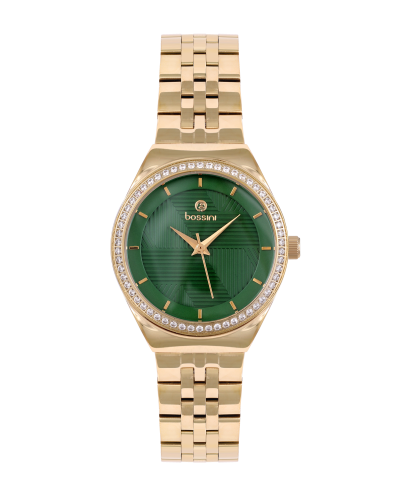 ساعة نسائية ماركة بوسيني ذهبي مينا اخضر موديل BSGP...