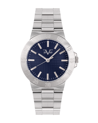 ساعة رجالية ماركة V19.69 فضي مينا ازرق موديل VSSBL...