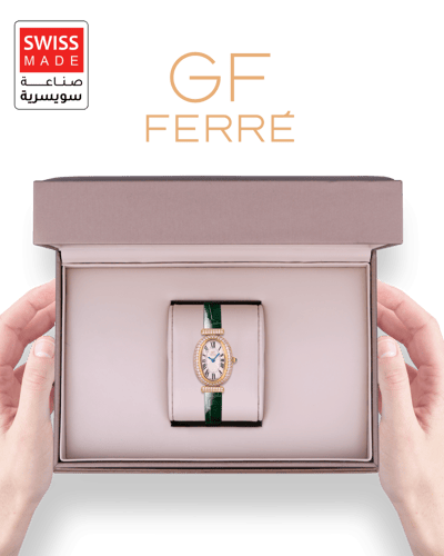 ساعة نسائية صناعة سويسرية ماركة جي اف فيرري ذهبي ح...