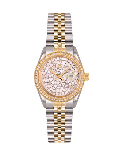 ساعة نسائية ماركة دايموند هيل موديل فضي ذهبي DH-RS...