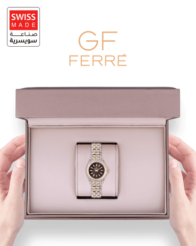 ساعة نسائية صناعة سويسرية ماركة جي اف فيرري فضي ذه...