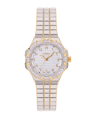 ساعة الماس ماركة مونتانا صناعة سويسرية فضي ذهبي مينا ابيض M170180L