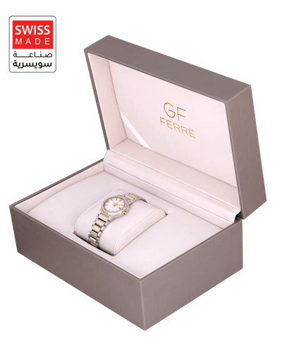 ساعة الماس نسائية ماركة جي اف فيرري ذهبي مينا ابيض...