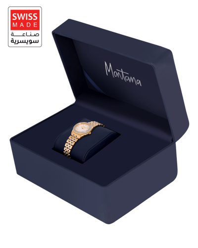 ساعة نسائية صناعة سويسرية ماركة مونتانا فضي ذهبي م...