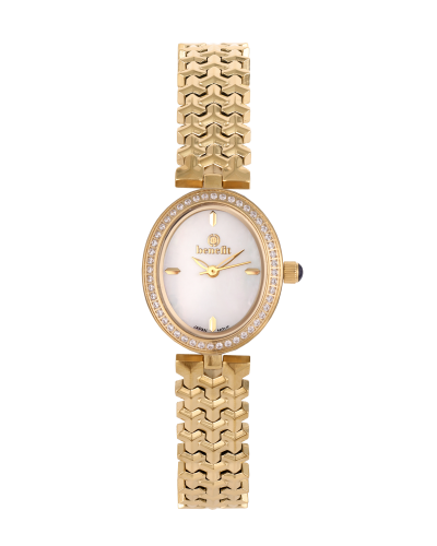 Benefit Women's Gold Stainless Steel Watch with Mother-of-Pearl Dial – Model BNGPWH10052L