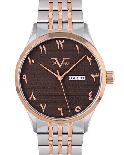 ساعة رجالية ماركة V19.69 فضي روز مينا بني موديل VT...