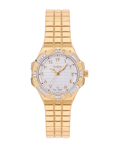 ساعة الماس ماركة مونتانا صناعة سويسرية ذهبي مينا ابيض M170180L