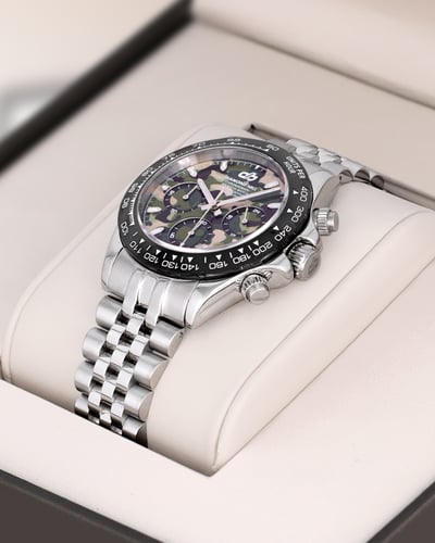 ساعة رجالية ماركة دايموند هيل فضي مينا بنقشة تمويه...