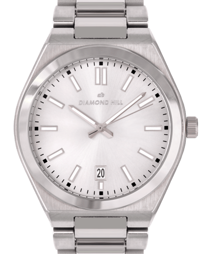 ساعة رجالية ماركة دايموند هيل فضي مينا فضي موديل D...