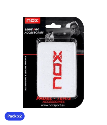 NOX Wristbands White/Red (Pack x2) - سوار معصم