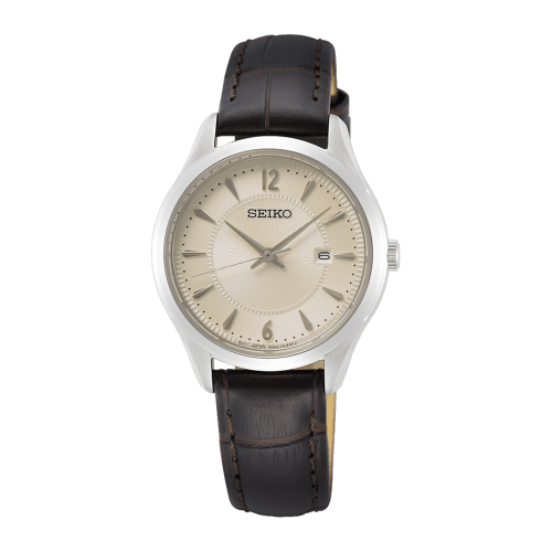ساعة سيكو نسائي جلد Seiko Noble Quartz Silver Dial...
