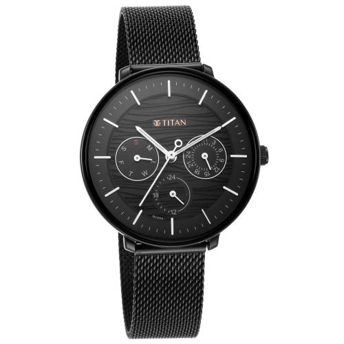 ساعة تيتان رجالي Titan Workwear Black Dial Black S...