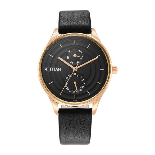ساعة تيتان رجالي جلد Neo Workdays Black Dial Leath...