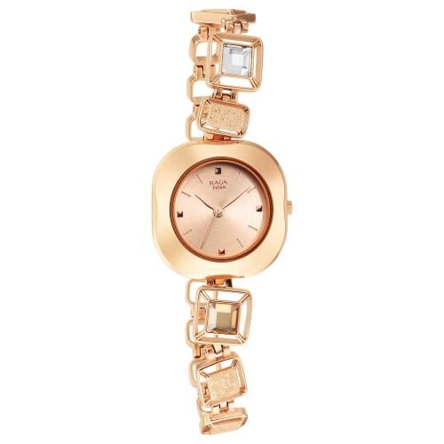 ساعة تيتان نسائي Titan Love All Rose Gold Dial Ros...