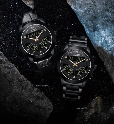 ساعة الحرمين الرجالية HA-6100FBB أسود الفخامة مقاس...