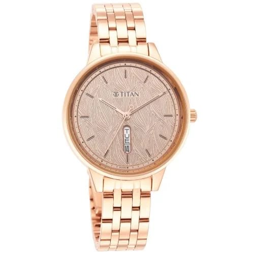 ساعة تيتان نسائي Workwear Rose Gold Dial Red Stain...
