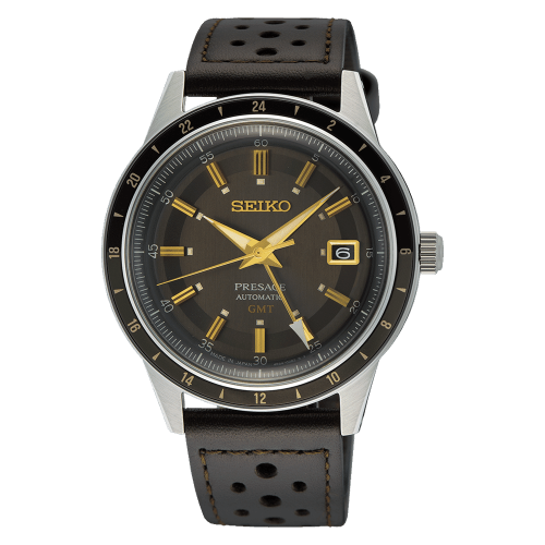 ساعة سيكو اتوماتيك جلد Seiko Presage 60s GMT stain...