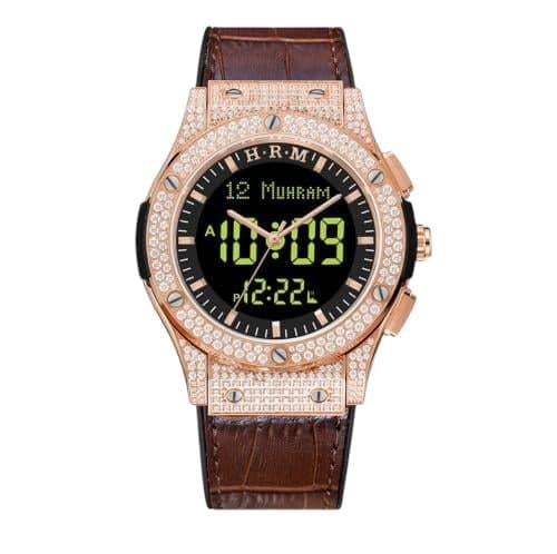 ساعة الحرمين الرجالية جلد فاخر HA-6108FRBD قياس 48...