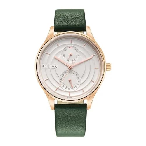 ساعة تيتان نسائي جلد Titan Analog White Dial Women...