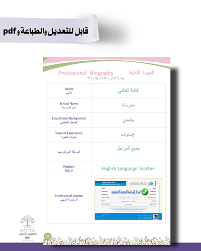 حقيبة -لغة إنجليزي -ورد ملون- للطباعة