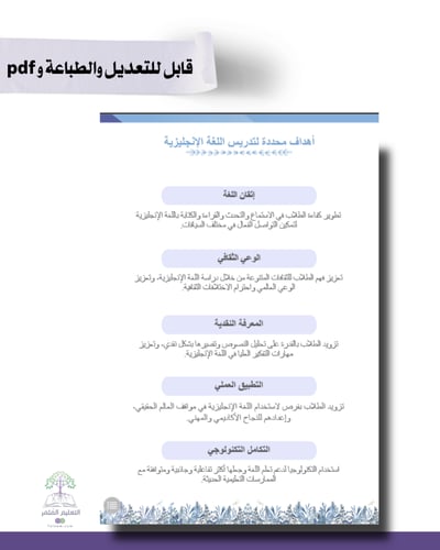 حقيبة -لغة إنجليزي - تصميم أزرق- للطباعة