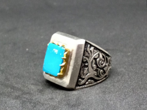 خاتم الفضة فيروز نشابوري إيراني درجة أولى وصياغة ق...