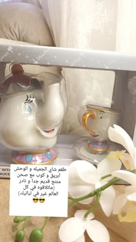 طقم ابريق و و كوب مع صحن الجميله و الوحش