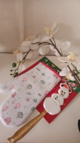 طقم قفاز و ملعقة الكيك بثيم الشتاء