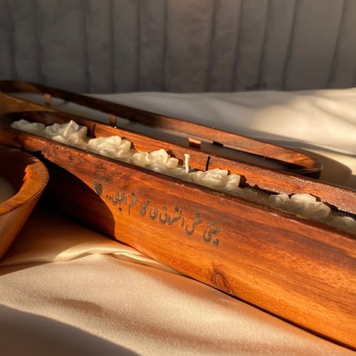 شمعه خشبيه ب 3 فتائل