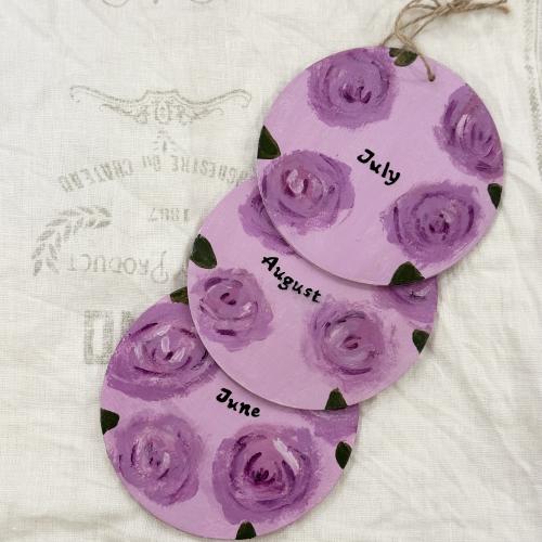 Birth month pendant, purple rose, 12cm