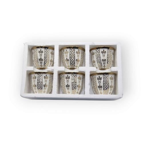 طقم فناجين قهوة عربية مزخرفة – 6 قطع