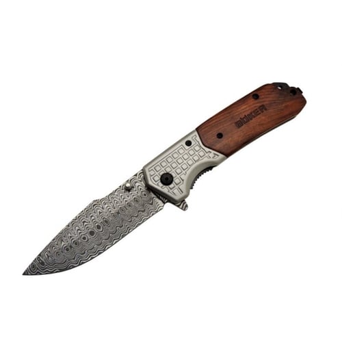 سكين Browning مطوي بنقشة دمشقية ومقبض خشبي – سكين...