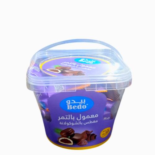 معمول بيدو بالتمر مغطس بالشوكولاتة مدور سطل