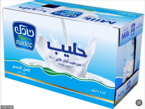 حليب نادك كامل الدسم طويل الاجل كرتون 12*1لتر