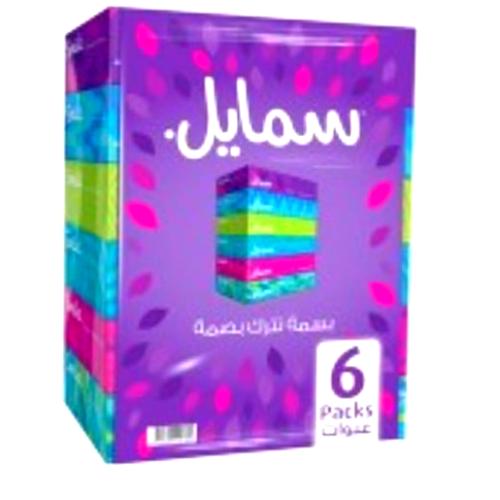 مناديل الوجه سمايل 100 منديل مزدوج6علبه