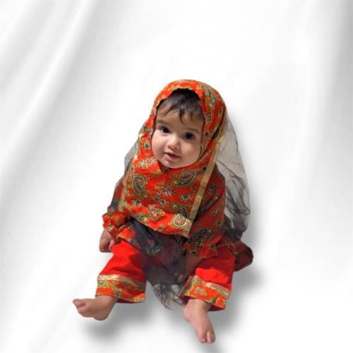 طقم مخنق بناتي احمر