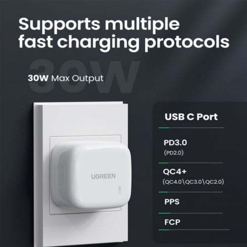 شاحن جداري يوجرين PD شحن سريع بقوة 30 واط