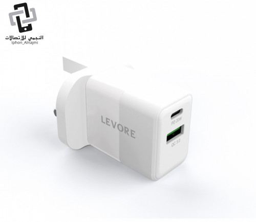 شاحن جداري ليفوري 20 واط منفذين PD وUSB