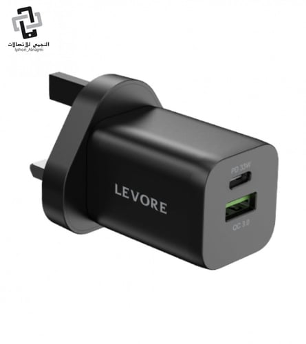 ليفوري شاحن جداري 33 واط منفذ Type-c و USB-A