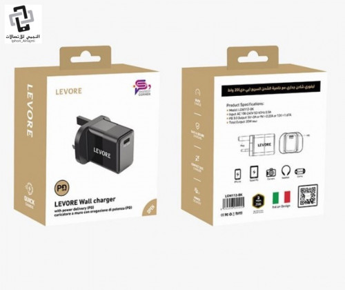 شاحن جداري ماركة ليفوري بقوة 20 واط منفذ PD