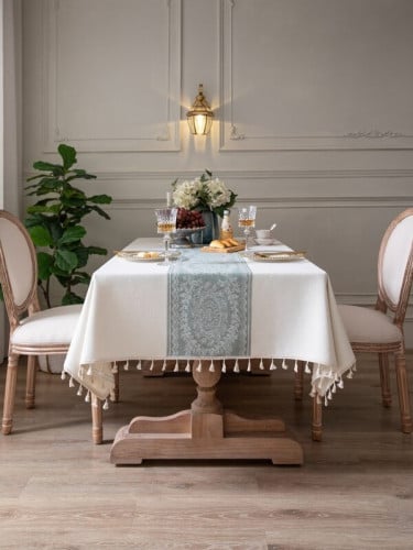 مفارش طاولات جاكار مقلم بشرابة