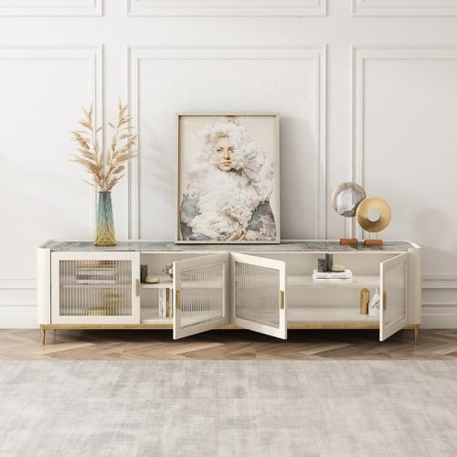 خزانة تلفزيون بباب زجاجي شفاف