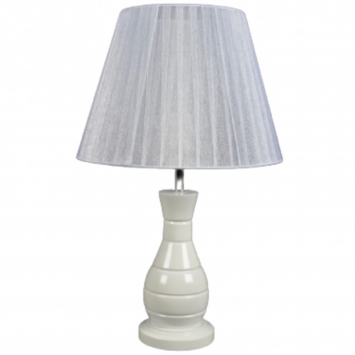 اباجورة سيراميك مزينة بقماش التول لون أبيض