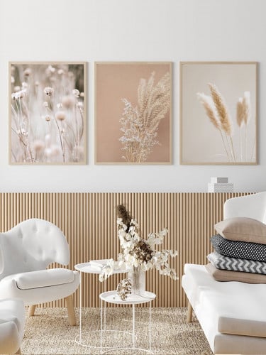 لوحة حائط غير مؤطرة بنمط نباتات 3 قطع