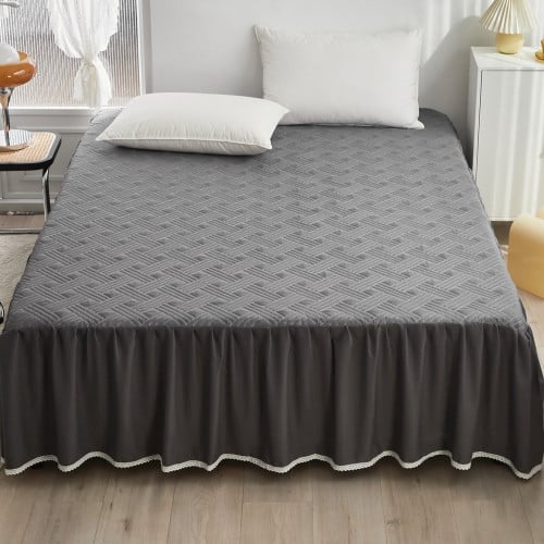 تنورة سرير مقلم دانتيل