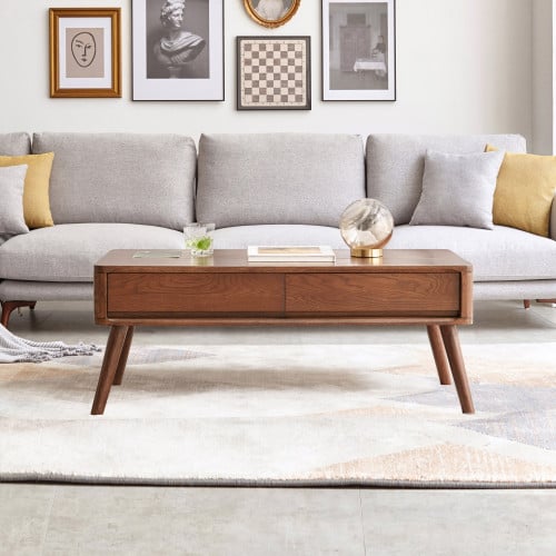 طاولة القهوة الخشبية الصلبة البلوط