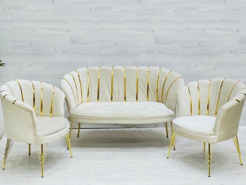 طقم كنب عصري مطلي بالذهب